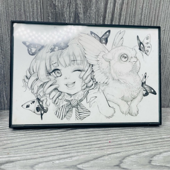 2 framed Camilla d’errico post card prints 4x6 inch prints sketch / colorful cat - Picture 5 of 7